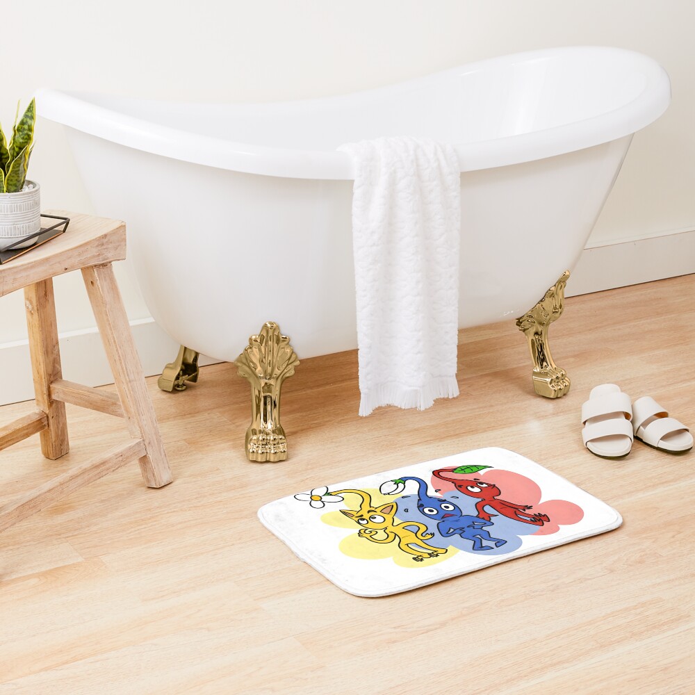 Red Blue And Yellow Pikmin Bath Mat Official Pikmin Merch