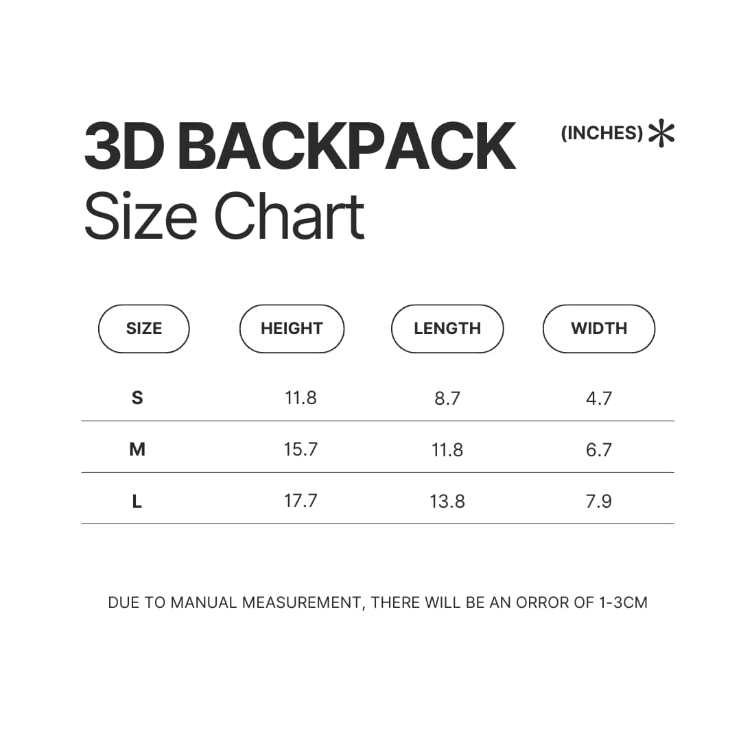3D Backpack Size Chart - Pikmin Shop