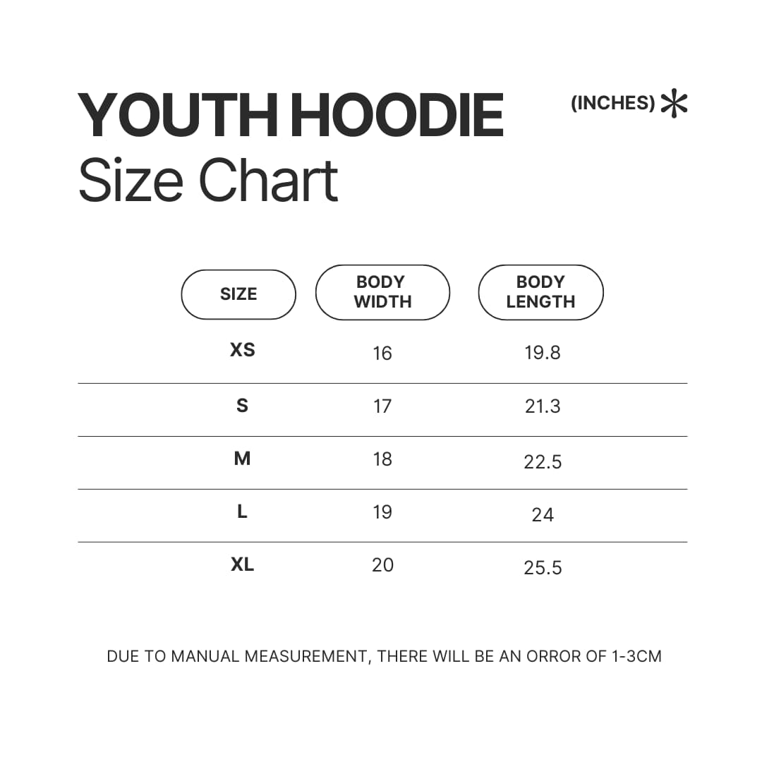Youth Hoodie Size Chart - Pikmin Shop